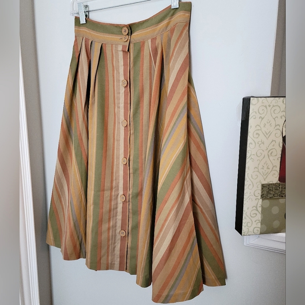 G.B Pedrini 100% Cotton Button Down Midi Skirt
